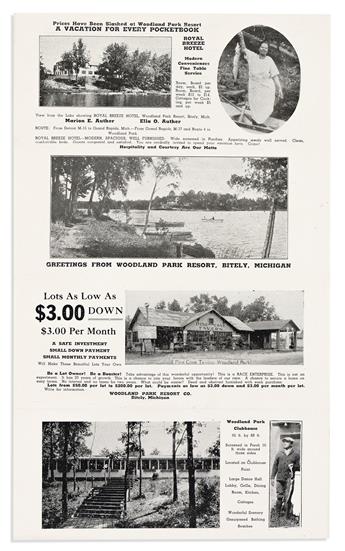 (BUSINESS--LAND.) Promotional pamphlet for Woodland Park Resort in Michigan.